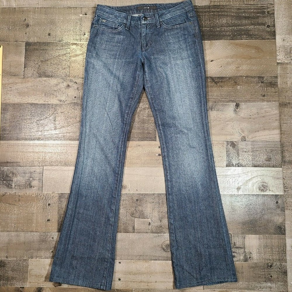 Joe's Honey Jeans Women 26 Low Rise Bootcut Zip Closure Stone Wash Blue Denim